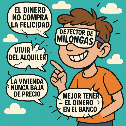 Lección 1.4: ¡Que no te cuenten milongas! Derribando mitos comunes sobre el dinero. 4 Persona analizando con lupa mitos financieros comunes para descubrir las verdades sobre el dinero y cambiar creencias limitantes.