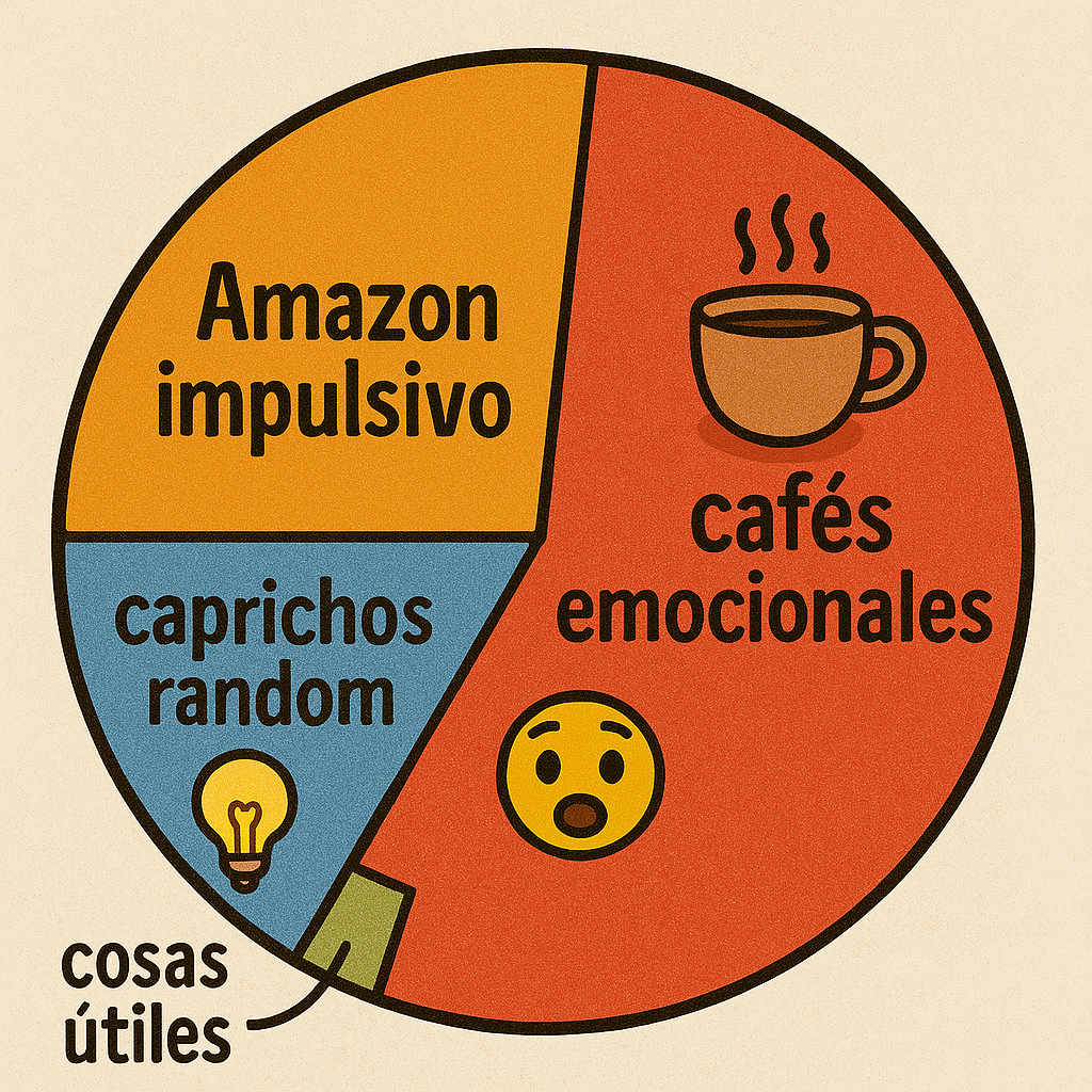 Gestión del dinero 3 Gráfico humorístico de gastos mensuales divididos en categorías exageradas